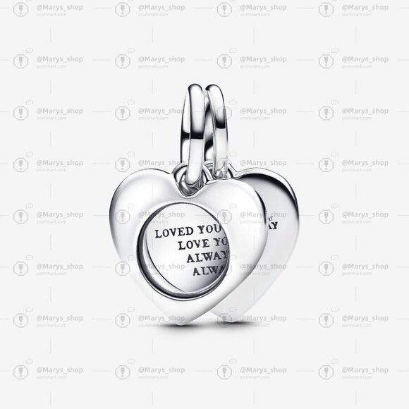 Pandora Engravable Heart Magnifying Glass Double Dangle Charm - Picture 1 of 2